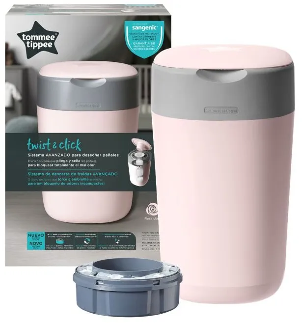 פח מנטרל ריחות לחיתולים Twist and Click – ורוד – מבית Tommee Tippee