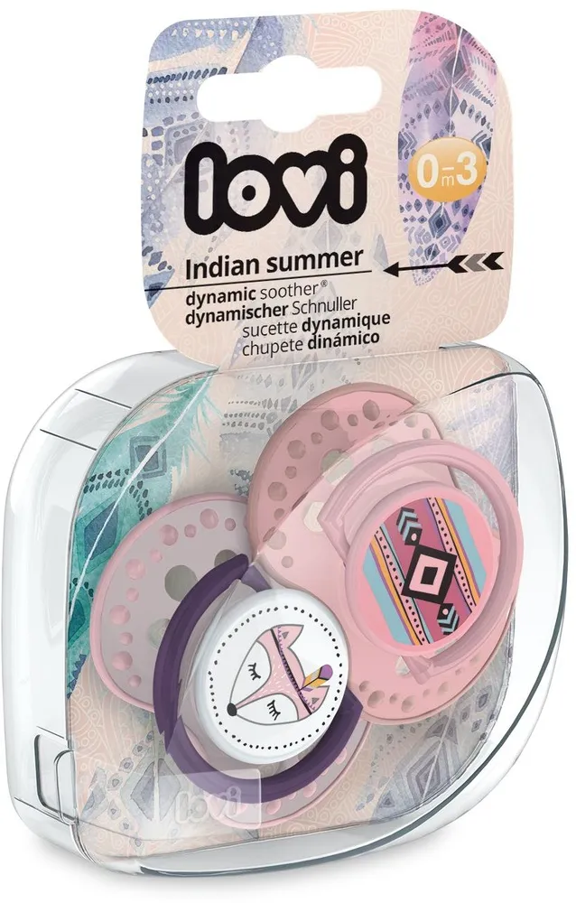 זוג מוצצי סיליקון מהדורת Indian Summer מבית Lovi – ורוד (0-3 חודשים)