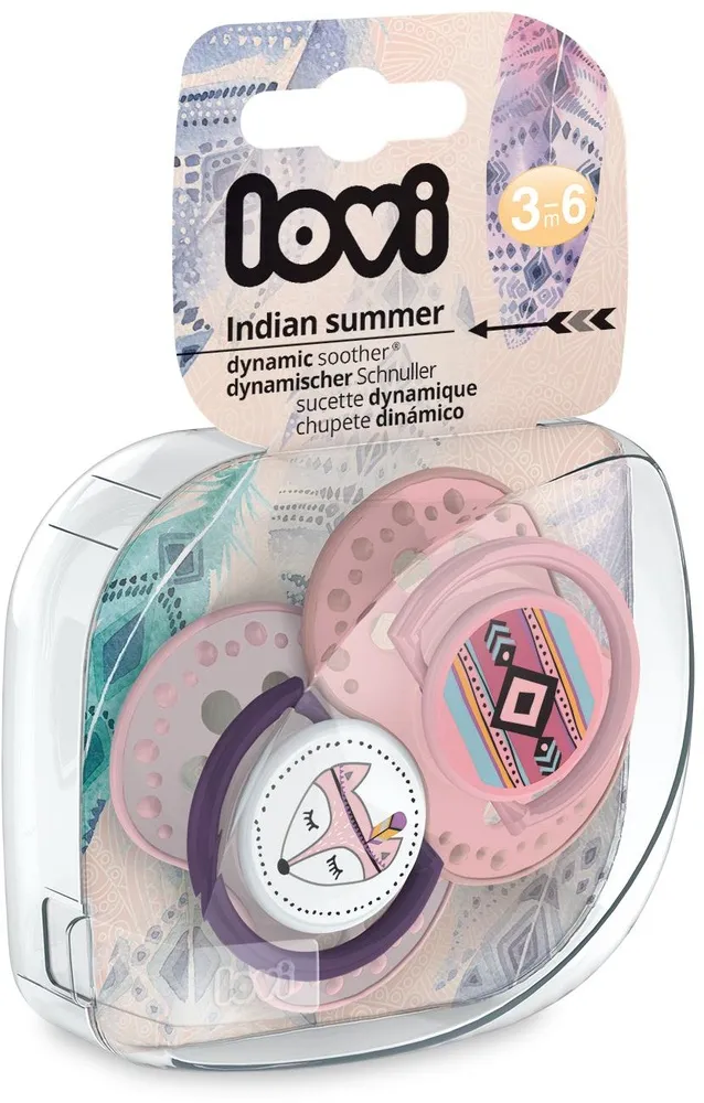 זוג מוצצי סיליקון מהדורת Indian Summer מבית Lovi – ורוד (3-6 חודשים)