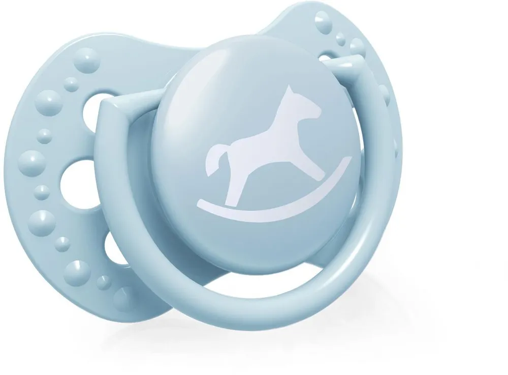 זוג מוצצי סיליקון מהדורת Baby Shower MINI מבית Lovi – כחול (0-2 חודשים)