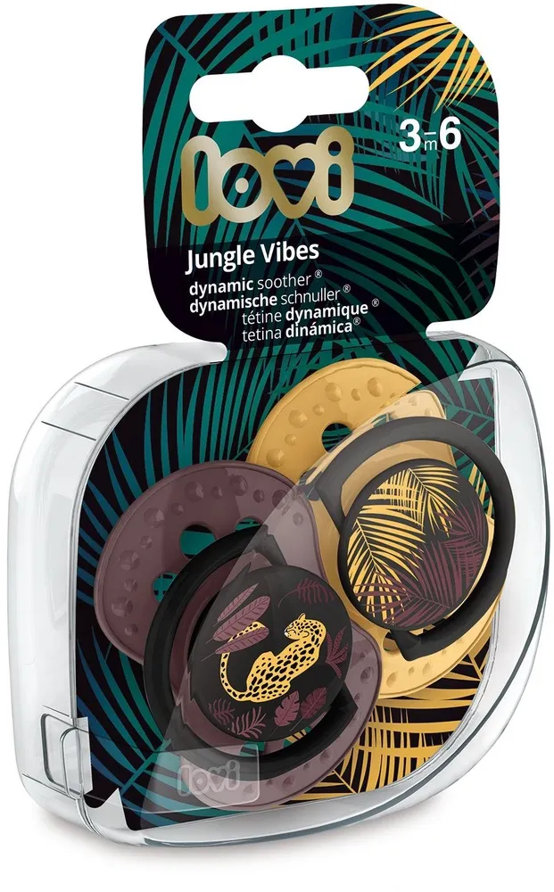 זוג מוצצי סיליקון מהדורת Jungle מבית Lovi – סגול (3-6 חודשים)
