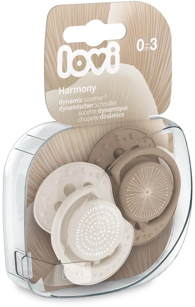 זוג מוצצי סיליקון מהדורת Harmony מבית Lovi – חום (0-3 חודשים)
