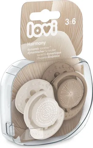 זוג מוצצי סיליקון מהדורת Harmony מבית Lovi – חום (3-6 חודשים)