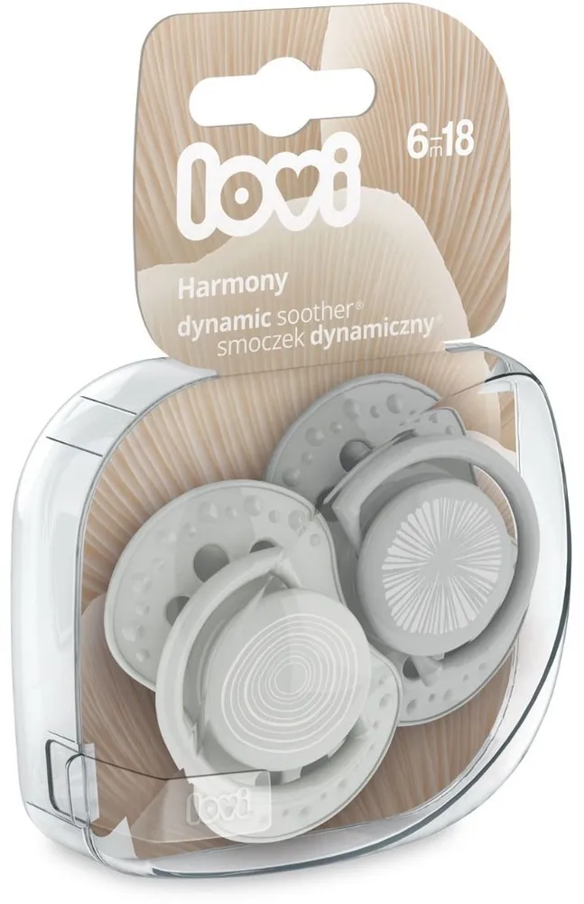 זוג מוצצי סיליקון מהדורת Harmony מבית Lovi – אפור (6-18 חודשים)