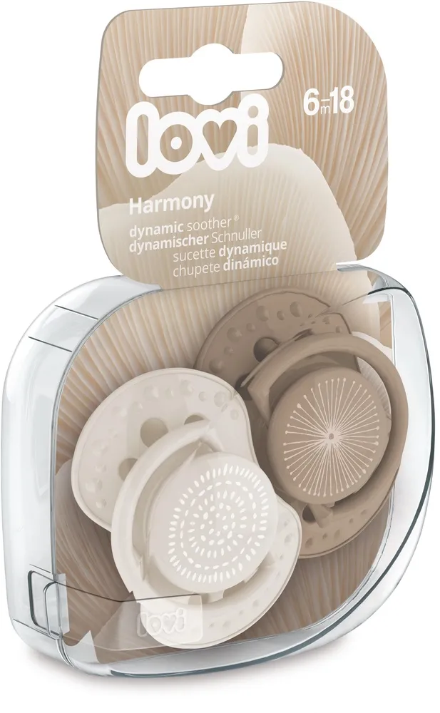 זוג מוצצי סיליקון מהדורת Harmony מבית Lovi – חום (6-18 חודשים)