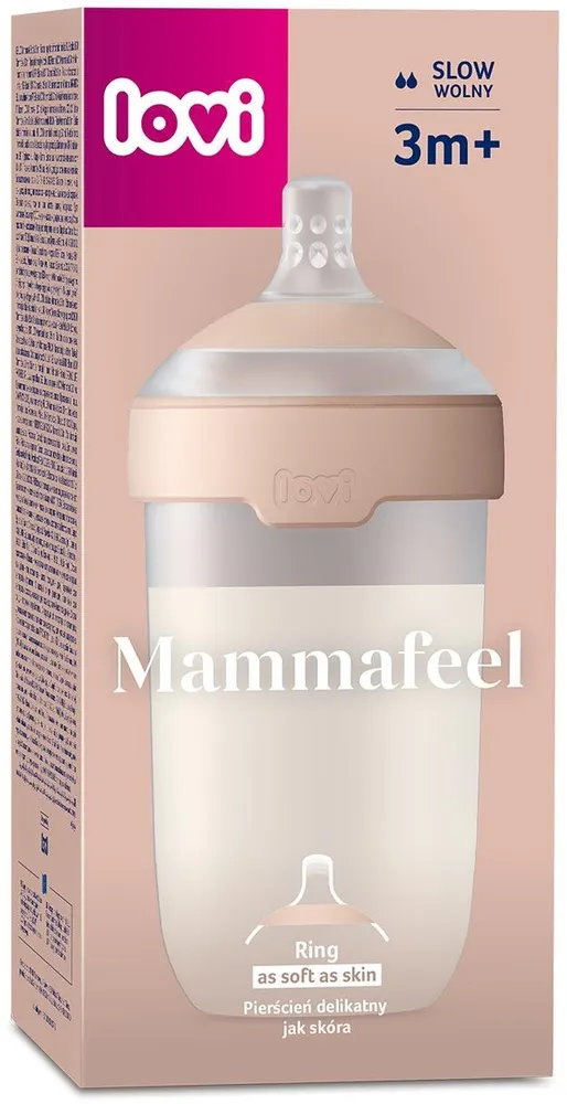 בקבוק לתינוק Mamafeel בנפח 250 מ"ל זרימה איטית מאוד 3+ – מבית Lovi