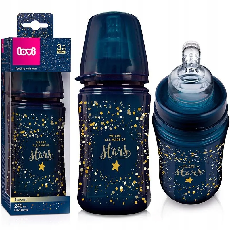 בקבוק האכלה לתינוק Stardust בנפח 240 מ"ל זרימה איטית 3+ – מבית Lovi