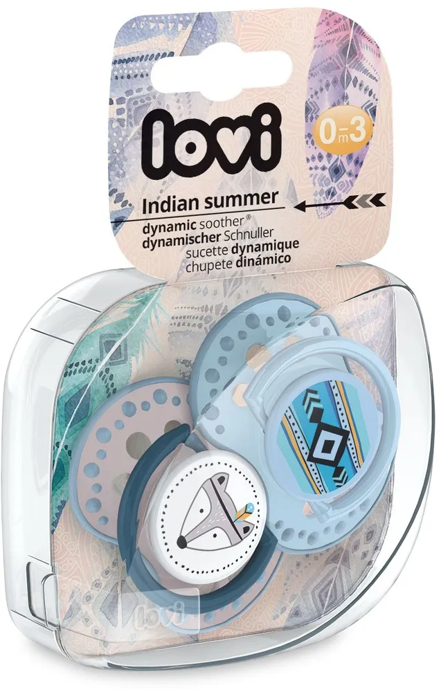 זוג מוצצי סיליקון מהדורת Indian Summer מבית Lovi – כחול (0-3 חודשים)