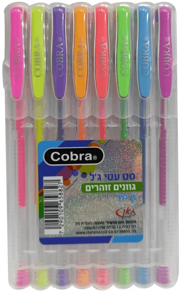 סט 8 עטי ג'ל זוהרים – מבית Cobra
