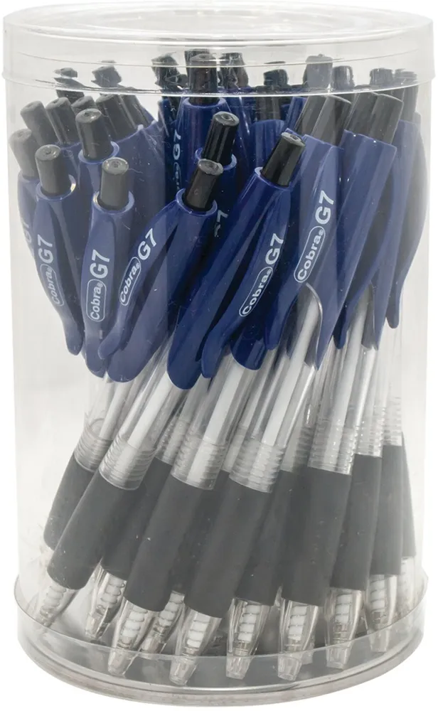 סט 50 עטים כדוריים כחולים עם לחצן 1 מ"מ G7 – מבית Cobra