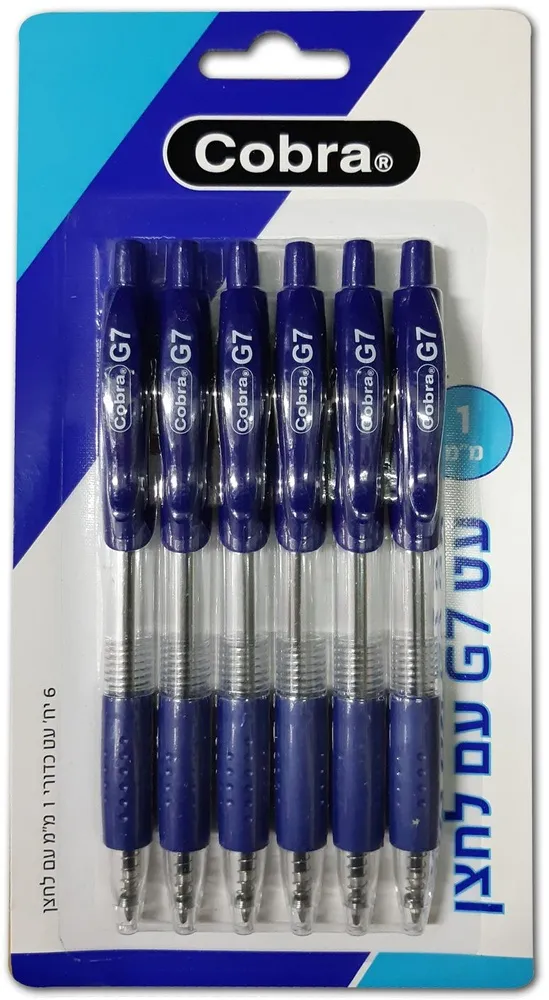 סט 6 עטים כדוריים כחולים עם לחצן G7 – מבית Cobra