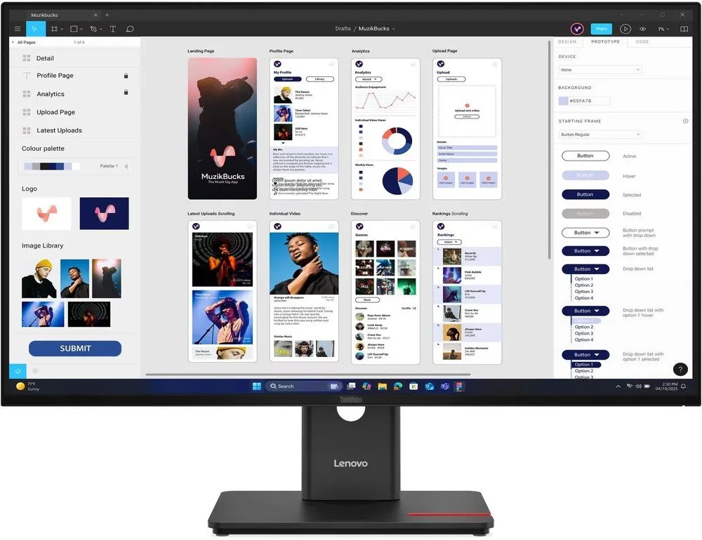 מסך מחשב Lenovo ThinkVision T32UD-40 64B0GAT1IS 31.5 4K UHD