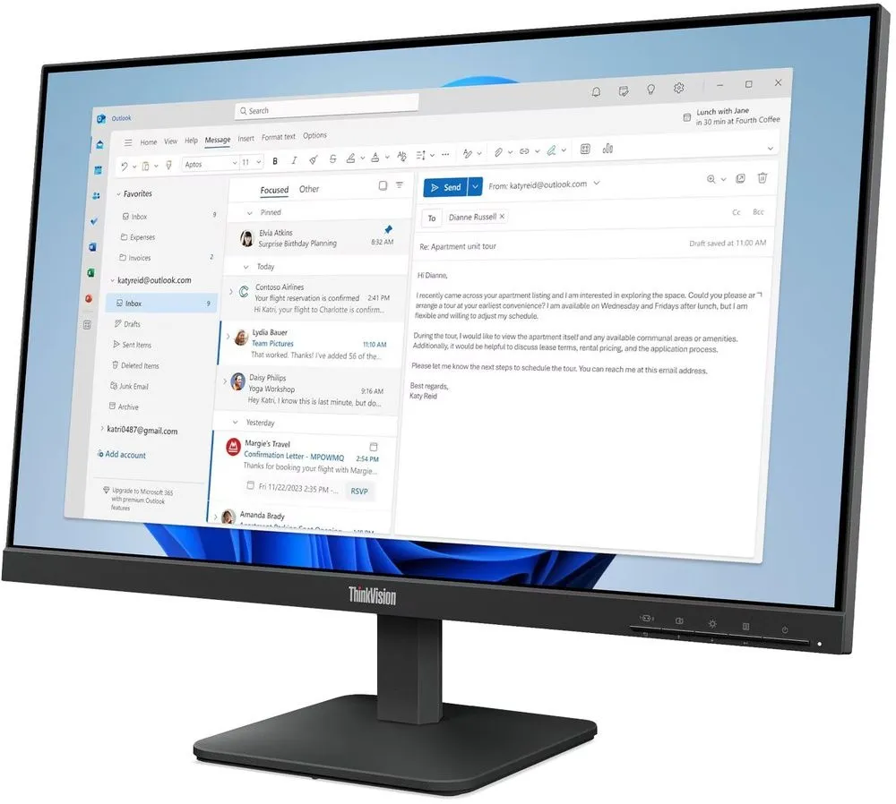 מסך מחשב Lenovo ThinkVision S24-4e 64B5KAT1IS 23.8 Full HD