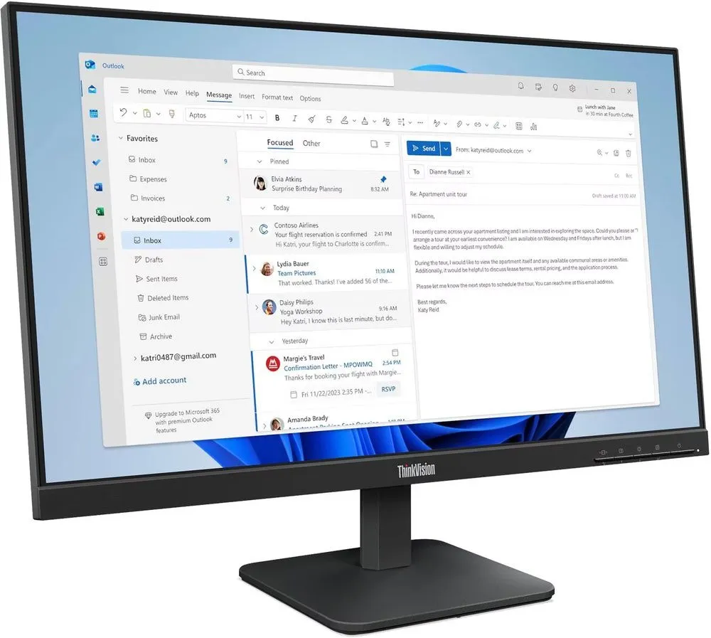 מסך מחשב Lenovo ThinkVision S24-4e 64B5KAT1IS 23.8 Full HD
