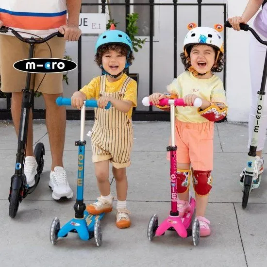 קורקינט מיני מיקרו דלוקס מתקפל 3 גלגלים עם אורות – Micro Mini Deluxe Foldable LED – צבע אקווה