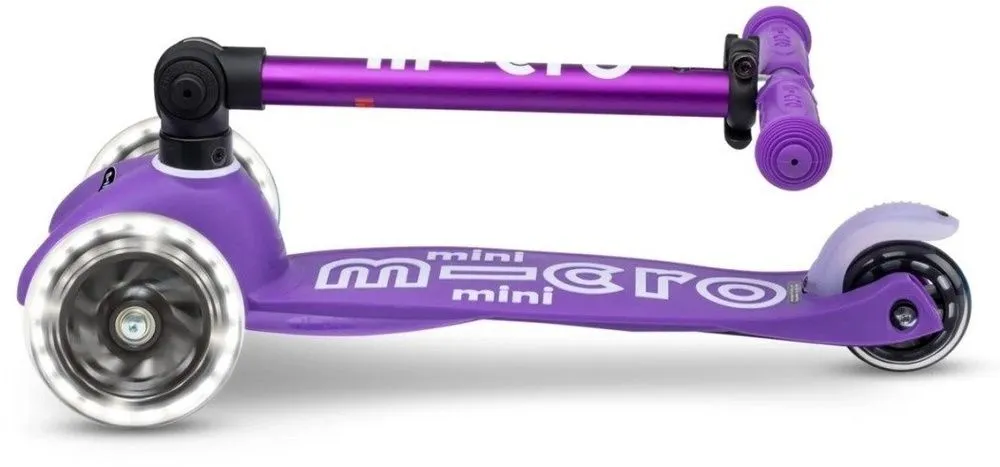 קורקינט מיני מיקרו דלוקס מתקפל 3 גלגלים עם אורות – Micro Mini Deluxe Foldable LED – צבע סגול