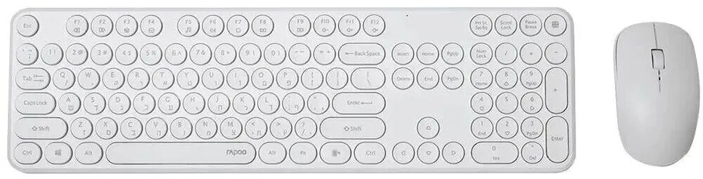 סט מקלדת ועכבר אלחוטיים Rapoo X260SW E.H – צבע לבן – שפה עברית / אנגלית