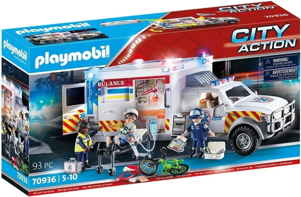 רכבי חילוץ: אמבולנס עם אורות וקולות Playmobil 70936