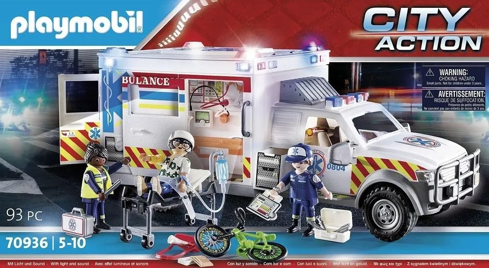 רכבי חילוץ: אמבולנס עם אורות וקולות Playmobil 70936