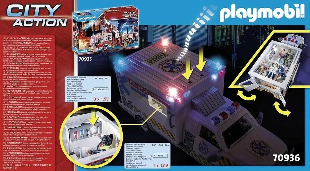 רכבי חילוץ: אמבולנס עם אורות וקולות Playmobil 70936