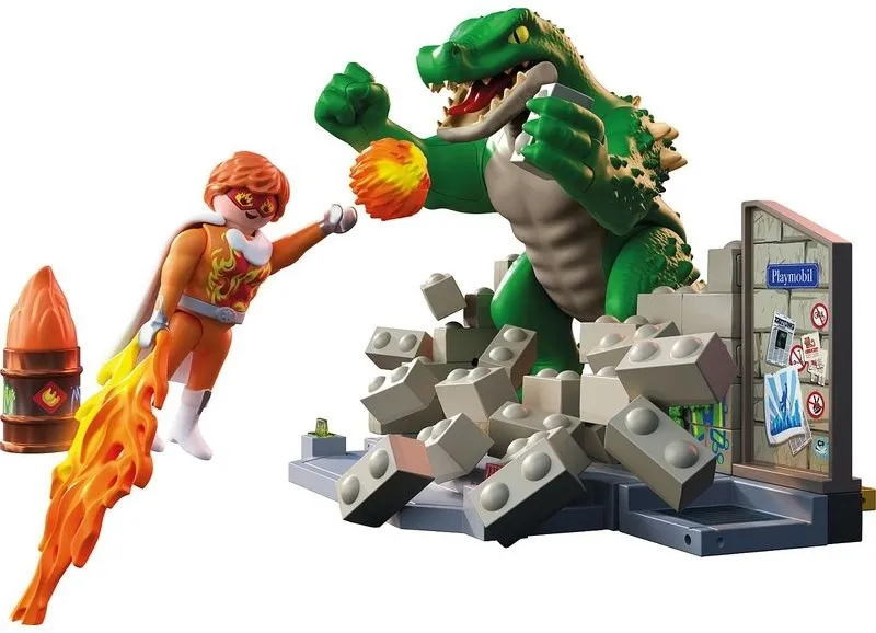 קרב גיבורים נגד לטאה ענקית Playmobil 71831