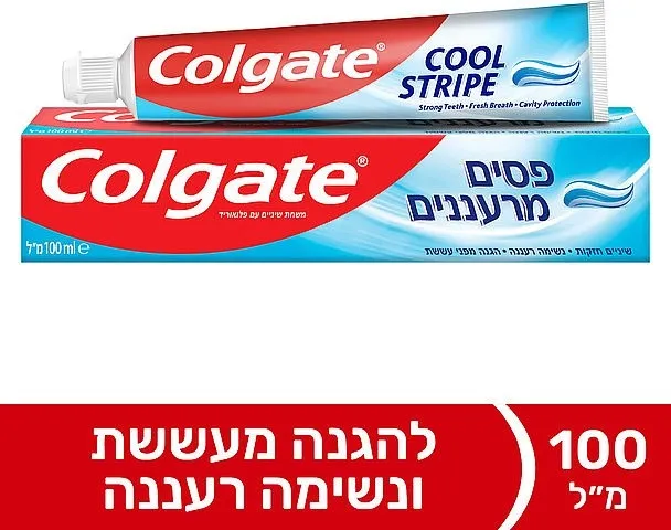 משחת שיניים Colgate פסים מרעננים וג'ל להגנה מפני עששת – 100 מ"ל