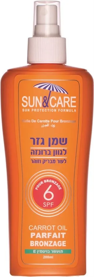 סאן אנד קאר שמן גזר משזף SPF6 – נפח 200 מ"ל