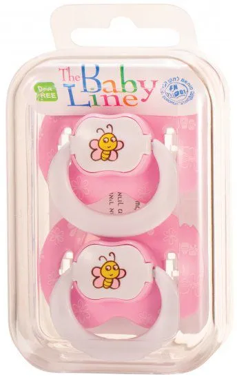 זוג מוצצים + קופסת אחסון בצבע ורוד מבית Baby Line