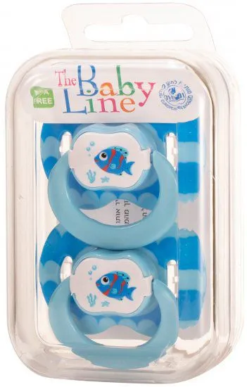זוג מוצצים + קופסת אחסון צבע כחול מבית Baby Line