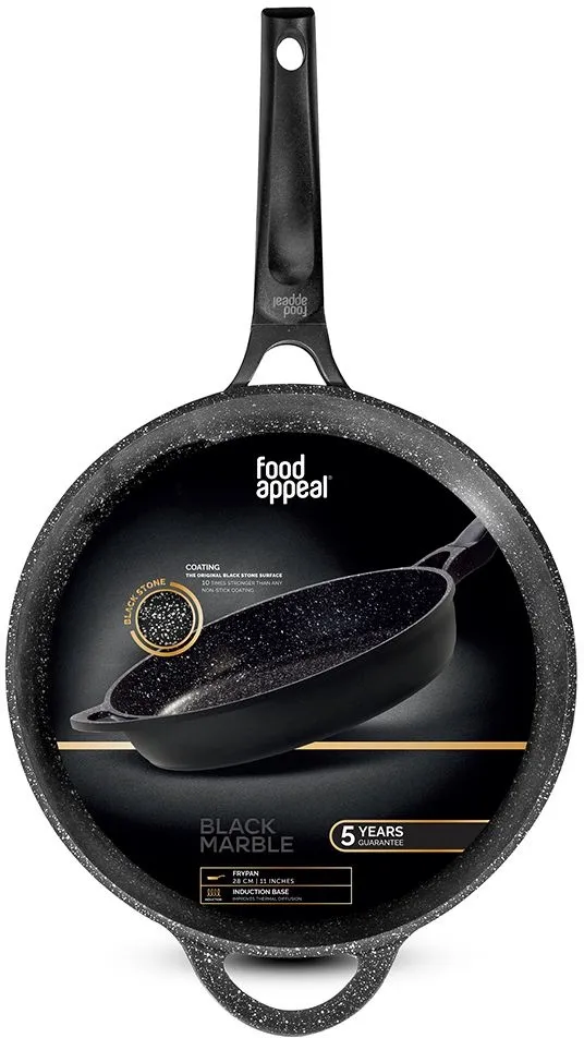 מחבת 32 ס"מ מסדרת BLACK MARBLE מתאים לאינדוקציה – מבית Food Appeal