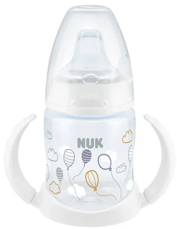 כוס אימון עם מד בקרת טמפרטורה וידיות 150 מ"ל NUK – צבע לבן