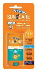 סאן אנד קאר סטיק שקוף לפנים להגנה מהשמש לילדים SPF50 UVA – נפח 13 גרם