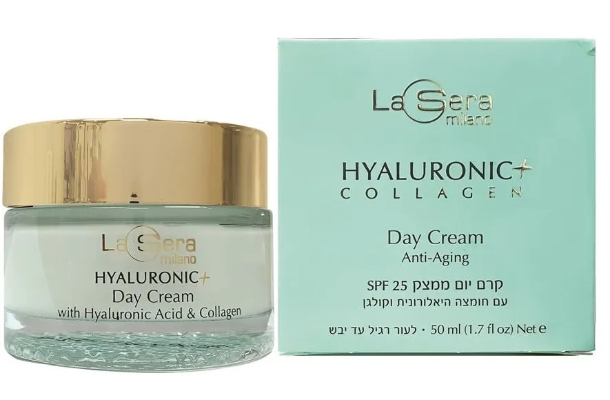 קרם לחות יומיומי ממצק היאלרוניק פלוס SPF 25 מבית La Sera Milano – בנפח 50 מ"ל