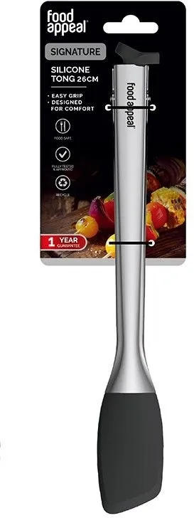מלקחיים קפיץ מנירוסטה איכותית ראש סיליקון 26 ס"מ SIGNATURE – מבית Food Appeal