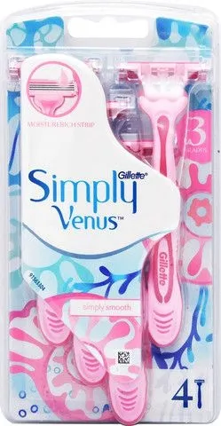 סכיני גילוח חד פעמי לנשים Gillette Venus Simply שלושה להבים – 4 סכינים