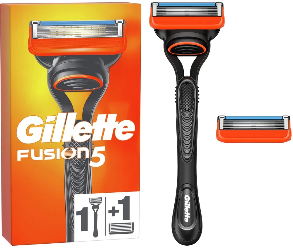 סכיני גילוח רב פעמיים Gillette Fusion 5 לגברים חמישה להבים – סך הכל 2 סכינים + ידית