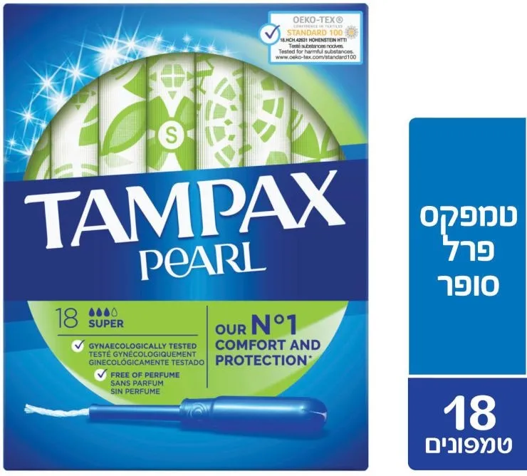 טמפקס טמפון עם מוליך פרל סופר – 18 יח'