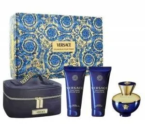 סט לאישה Versace Dylan Blue E.D.P א.ד.פ 100 מ"ל + ג'ל רחצה 100 מ"ל + קרם גוף 100 מ"ל + תיק