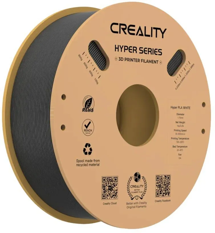 סליל הדפסה (פילמנט) 1.75 מ”מ / 1 ק”ג דגם Hyper Series PLA תואם למדפסת תלת מימד מבית Creality – צבע שחור