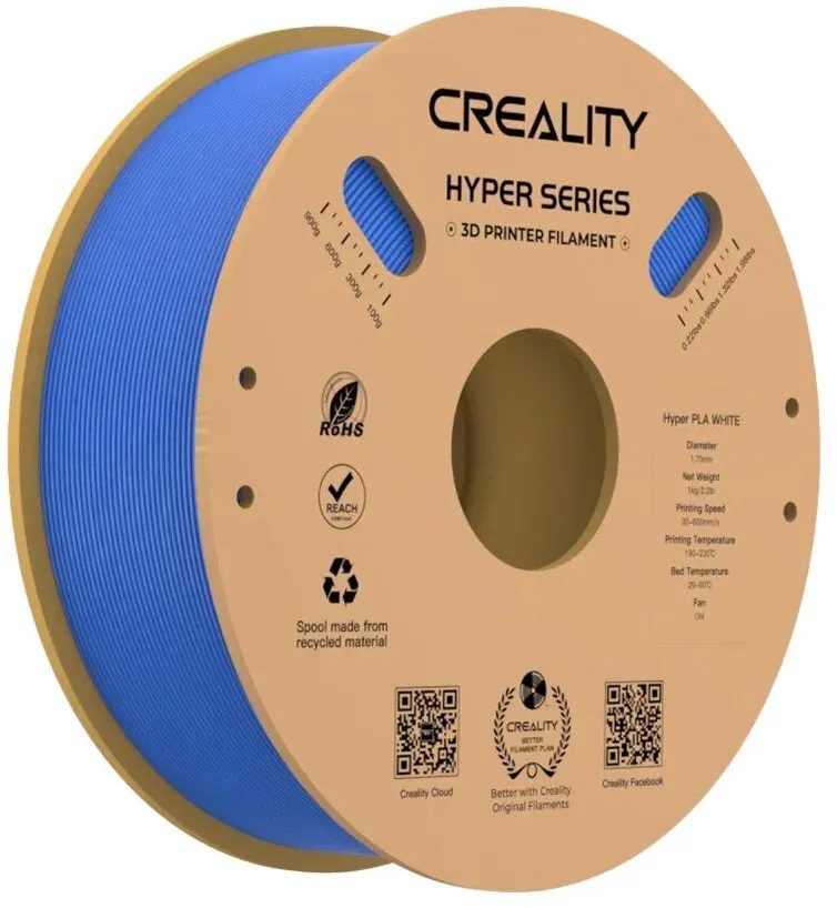 סליל הדפסה (פילמנט) 1.75 מ”מ / 1 ק”ג דגם Hyper Series PLA תואם למדפסת תלת מימד מבית Creality – צבע כחול