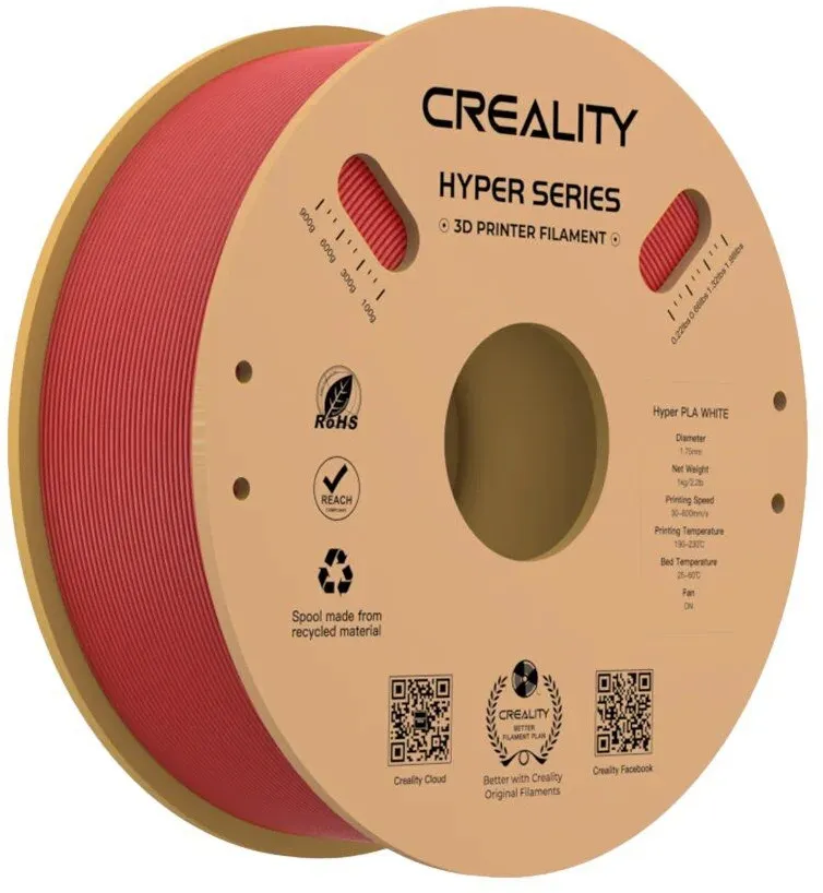 סליל הדפסה (פילמנט) 1.75 מ”מ / 1 ק”ג דגם Hyper Series PLA תואם למדפסת תלת מימד מבית Creality – צבע אדום