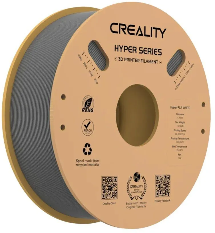 סליל הדפסה (פילמנט) 1.75 מ”מ / 1 ק”ג דגם Hyper Series PLA תואם למדפסת תלת מימד מבית Creality – צבע אפור
