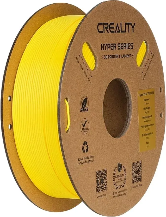 סליל הדפסה (פילמנט) 1.75 מ”מ / 1 ק”ג דגם Hyper Series PLA RFID למדפסת תלת מימד מבית Creality – צבע צהוב