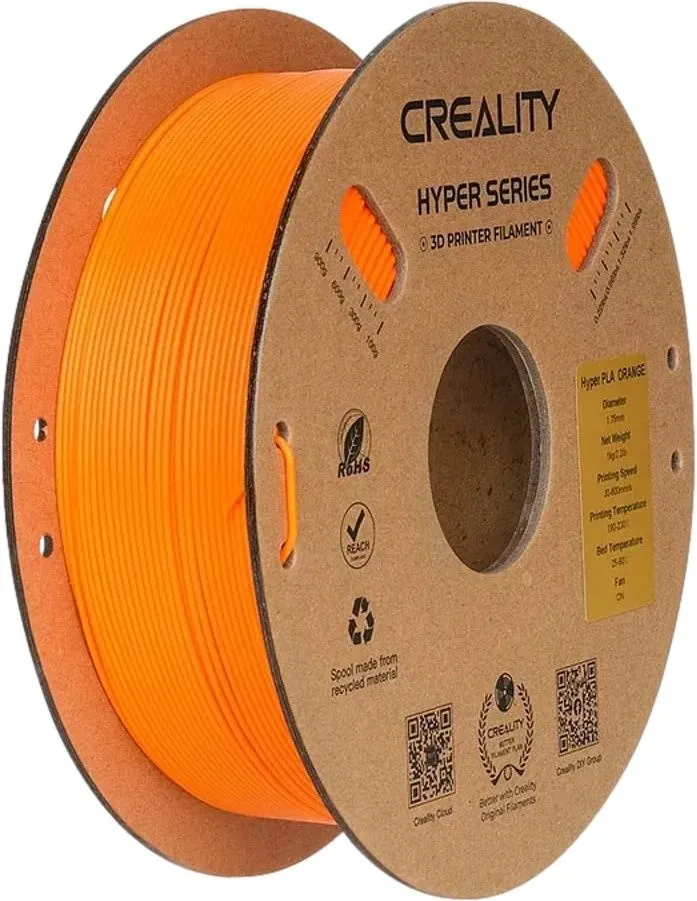 סליל הדפסה (פילמנט) 1.75 מ”מ / 1 ק”ג דגם Hyper Series PLA RFID למדפסת תלת מימד מבית Creality – צבע כתום
