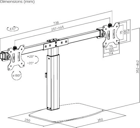 מעמד תליה שולחני כפול למסכים בגודל 27"-27" אינץ' Lumi LDT22-T02