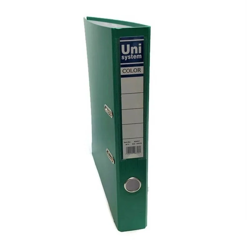 קלסר UNI פלסטי גב 5 ס"מ – עברית – ירוק דשא