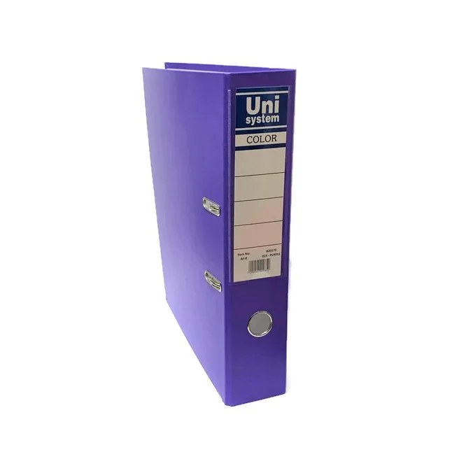 קלסר UNI פלסטי גב 8 ס"מ – עברית – סגול כהה
