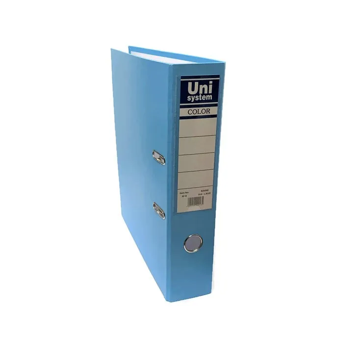 קלסר UNI פלסטי גב 8 ס"מ – עברית – תכלת