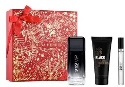 סט לגבר Carolina Herrera 212 VIP Black E.D.P 100 ml + 10 ml + 100 ml בושם + מיני בושם + ג'ל רחצה