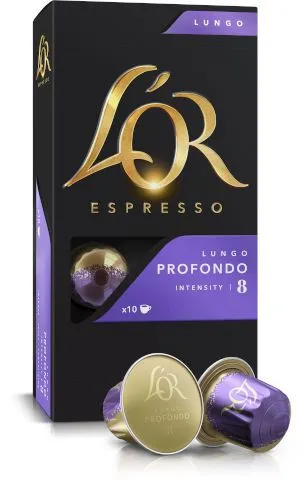 מארז קפסולות קפה לור לונגו המתאים למכונות Nespresso בדרגת חוזק 8